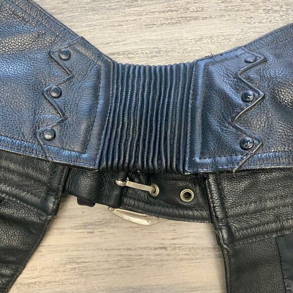 Mens Harley Davidson Leather Black Motorcycle Chaps Biker Riding Gear Size M - Picture 12 of 16